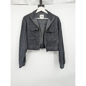 Aerie Groove On Corduroy Zip Crop Jacket Women's Small Gray Fall Cool Weather